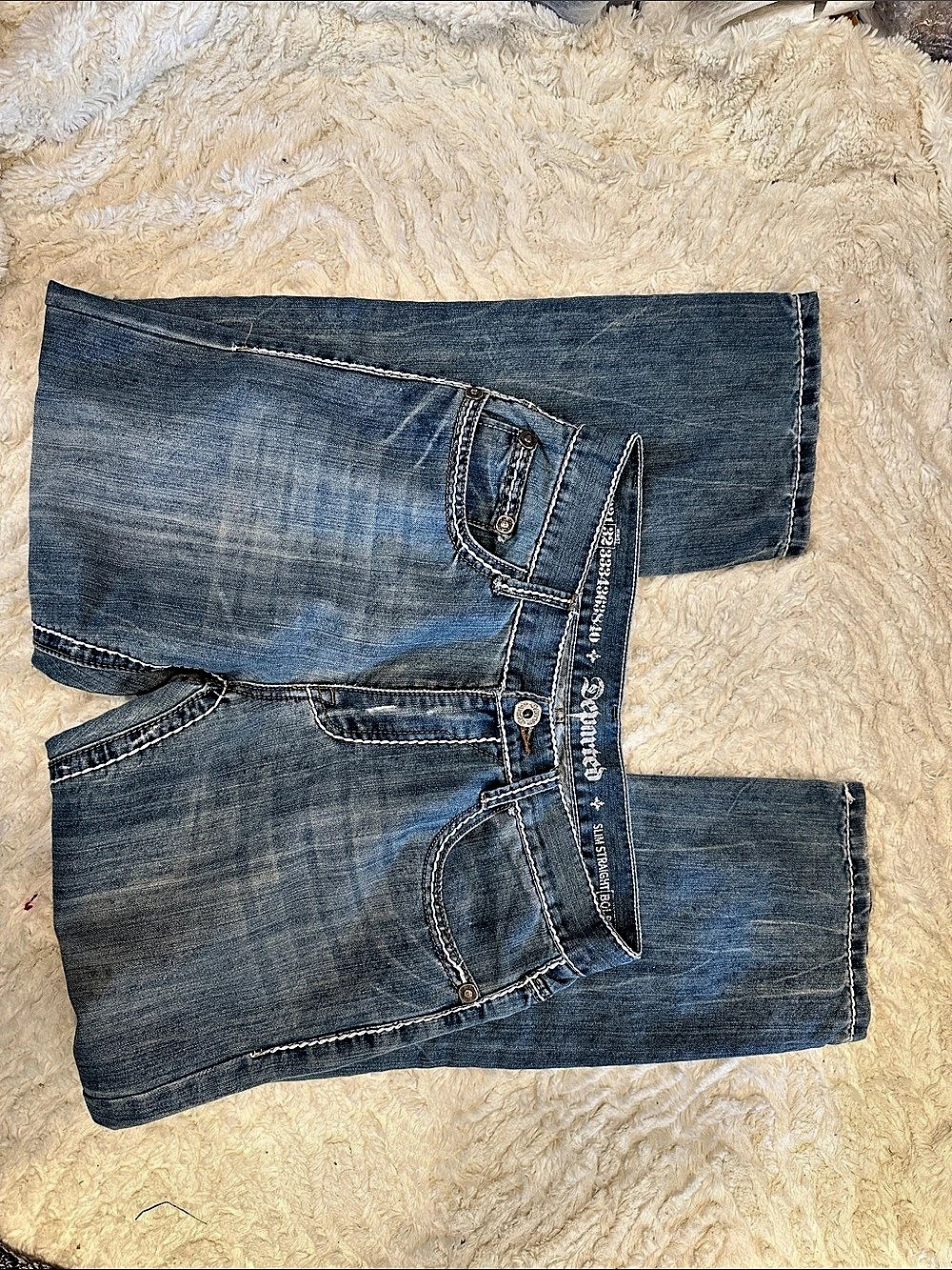 Departed Slim Straight Jeans Blue Waist 32
